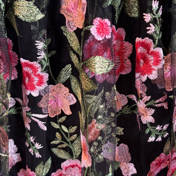 Aratta Dark Rose Embroidered Mesh Skirt - Picture 8 of 9